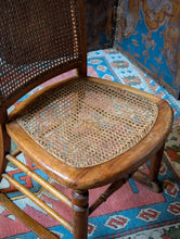 Load image into Gallery viewer, Antique Elm Cane Chair With Woven Seat &amp; Back - Petite Occasional Or Child’s Chair
