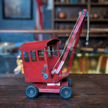 Load image into Gallery viewer, Vintage Red Tinplate Crane Truck Toy

