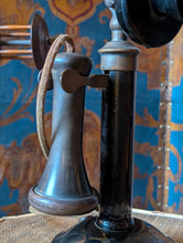 Load image into Gallery viewer, Antique Candlestick Telephone With Receiver - Early 20th Century Desk Phone
