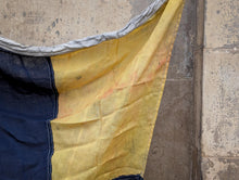 Load image into Gallery viewer, Large Vintage Nautical Signal Pennant Flag Textile - Blue &amp; Yellow Maritime Wall Hanging - 149 x 104 cm
