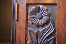 Load image into Gallery viewer, Antique Arts and Crafts Carved Oak Smoker’s / Pipe Cabinet C.1910
