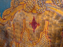 Load image into Gallery viewer, Antique Six-Panel Folding Screen Room Divider - Blue &amp; Gilt Baroque Panels With Damask Reverse - Approx 1.8m Tall
