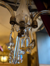 Load image into Gallery viewer, Vintage C.1930's Crystal 3-Arm Chandelier With Chrome Arms &amp; Frosted Glass Stem - Ship’s Cabin Provenance
