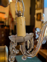Load image into Gallery viewer, Vintage C.1930's Crystal 3-Arm Chandelier With Chrome Arms &amp; Frosted Glass Stem - Ship’s Cabin Provenance
