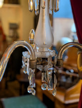 Load image into Gallery viewer, Vintage C.1930's Crystal 3-Arm Chandelier With Chrome Arms &amp; Frosted Glass Stem - Ship’s Cabin Provenance
