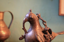Load image into Gallery viewer, Antique Indian Hanging Diya Oil Lamp - Bird Form Bronze Temple Lantern
