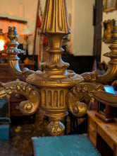 Load image into Gallery viewer, Vintage Gilt Wood 5-Arm Chandelier Rewired, Neoclassical Ceiling Light, 52cm Tall x 49cm Wide

