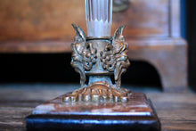 Load image into Gallery viewer, Antique Art Deco Lion Head Fluted Glass Trumpet Vase On Marble Base - 53cm
