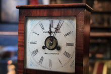 Load image into Gallery viewer, Antique Wooden Mantel Clock In Working Order - Murr &amp; Sons Bellingham, Painted Detail
