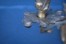 Load image into Gallery viewer, Antique Rococo Revival Wall Sconces – Pair Of Gilt Metal Two-Light Candle Holders
