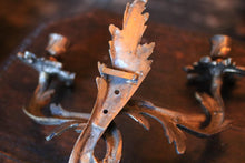 Load image into Gallery viewer, Antique Rococo Revival Wall Sconces – Pair Of Gilt Metal Two-Light Candle Holders
