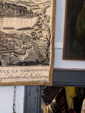Load image into Gallery viewer, Vintage Salzburg Scenic Tapestry Wall Hanging - Black &amp; Cream Toile Landscape - 115 x 72 cm
