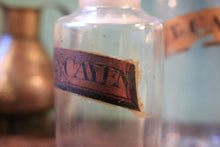 Load image into Gallery viewer, Antique Apothecary Chemist Bottles Set - Labeled Glass Stoppered Pharmacy Jars - Largest 24cm (9.4")
