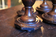 Load image into Gallery viewer, Set Of Four Vintage Turned Wooden Candlesticks With Brass Sconces - 30cm / 11.8" Tall
