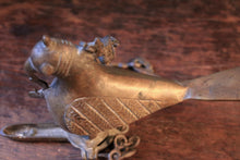Load image into Gallery viewer, Antique Indian Hanging Diya Oil Lamp - Bird Form Bronze Temple Lantern
