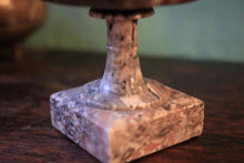 Load image into Gallery viewer, Antique Marble Tazza Pedestal Dish - Neoclassical Vanity Trinket Bowl - 14cm Diameter x 10cm Tall
