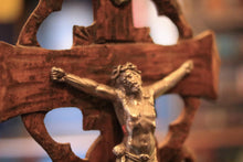 Load image into Gallery viewer, Antique Carved Wooden Crucifix With Metal Corpus - Black Forest -  43 cm / 16.9"

