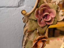 Load image into Gallery viewer, Vintage C.1950's Sherholtz Dresden Hand-Painted Porcelain Cherub Wall Mirror - VNP - Rose Garland Rococo - 63 x 24 cm
