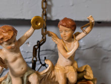 Load image into Gallery viewer, Vintage C.1950's Sherholtz Dresden Hand-Painted Porcelain Cherub Wall Mirror - VNP - Rose Garland Rococo - 63 x 24 cm
