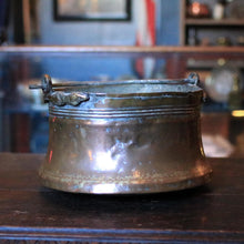 Load image into Gallery viewer, Antique Ottoman Copper Cauldron Pot With Bail Handle - Planter - Jardiniere - 27 Cm / 10.6 In Wide - 19 Cm / 7.5 Tall
