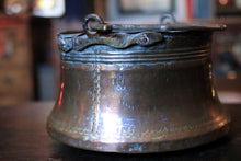 Load image into Gallery viewer, Antique Ottoman Copper Cauldron Pot With Bail Handle - Planter - Jardiniere - 27 Cm / 10.6 In Wide - 19 Cm / 7.5 Tall
