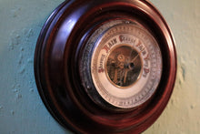 Load image into Gallery viewer, Antique Round Wall Barometer In Polished Mahogany Case - Rain Change Fair Dial
