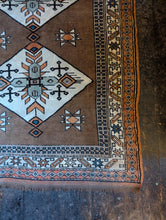 Load image into Gallery viewer, 6'3" x 4'4" - Vintage Anatolian Kars Kazak Geometric Wool Rug - Cocoa Brown, Ivory &amp; Blue - 190 x 132 cm
