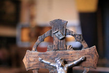 Load image into Gallery viewer, Antique Carved Wooden Crucifix With Metal Corpus - Black Forest -  43 cm / 16.9"
