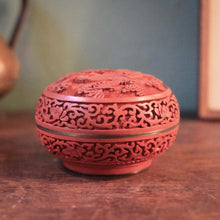 Load image into Gallery viewer, Vintage 1970's Chinese Red Cinnabar And Enamel Lidded Jar
