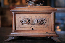 Load image into Gallery viewer, Antique Black Forest Cigar Cabinet - Carved Bird Lid - 23 X 20 X 23 Cm
