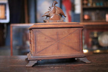 Load image into Gallery viewer, Antique Black Forest Cigar Cabinet - Carved Bird Lid - 23 X 20 X 23 Cm
