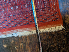 Load image into Gallery viewer, 5'7" x 3'0" - Vintage Afghan Turkmen Bokhara Hand Knotted Wool Rug - Rust Red &amp; Geometric Motifs - 169 x 92 cm
