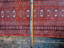 Load image into Gallery viewer, 5'7" x 3'0" - Vintage Afghan Turkmen Bokhara Hand Knotted Wool Rug - Rust Red &amp; Geometric Motifs - 169 x 92 cm

