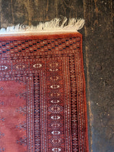 Load image into Gallery viewer, 5'7" x 3'0" - Vintage Afghan Turkmen Bokhara Hand Knotted Wool Rug - Rust Red &amp; Geometric Motifs - 169 x 92 cm
