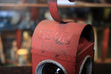 Load image into Gallery viewer, Vintage Railway Signal Lamp - Distressed Red Oil Lantern With Twin Red Lenses - 35cm
