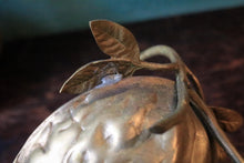 Load image into Gallery viewer, Vintage Art Nouveau Brass-Tone Swan Handle Nut Bowl - Leaf &amp; Vine Tripod Dish
