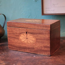 Load image into Gallery viewer, Antique Georgian Inlaid Wooden Tea Caddy - 23 x 12 x 14 cm (9.1" x 4.7" x 5.5")
