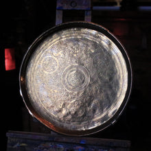 Load image into Gallery viewer, Vintage Hand-Engraved Brass Tray - Figural Birds &amp; Floral Arabesque  - 43cm / 17" Diameter
