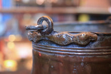 Load image into Gallery viewer, Antique Ottoman Copper Cauldron Pot With Bail Handle - Planter - Jardiniere - 27 Cm / 10.6 In Wide - 19 Cm / 7.5 Tall
