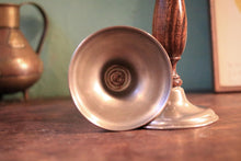 Load image into Gallery viewer, Pair Vintage Wood &amp; Pewter Candlesticks - 27 cm / 10.6"
