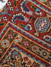 Load image into Gallery viewer, 3'2" x 4'11" - Vintage Hand-Knotted Wool Medallion Rug - Ruby Red &amp; Cobalt - 97 x 151 cm
