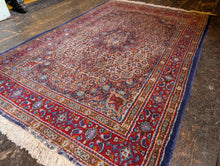 Load image into Gallery viewer, 3'2" x 4'11" - Vintage Hand-Knotted Wool Medallion Rug - Ruby Red &amp; Cobalt - 97 x 151 cm
