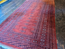 Load image into Gallery viewer, 5'7" x 3'0" - Vintage Afghan Turkmen Bokhara Hand Knotted Wool Rug - Rust Red &amp; Geometric Motifs - 169 x 92 cm
