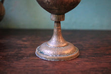 Load image into Gallery viewer, Antique Indian Hand-Engraved Brass Goblet - Deer &amp; Floral Motifs - Warm Patina - 20 cm / 7.9 in Tall
