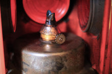 Load image into Gallery viewer, Vintage Railway Signal Lamp - Distressed Red Oil Lantern With Twin Red Lenses - 35cm
