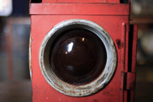 Load image into Gallery viewer, Vintage Railway Signal Lamp - Distressed Red Oil Lantern With Twin Red Lenses - 35cm
