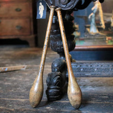 Load image into Gallery viewer, Antique Pair Of Wooden Indian Clubs - “Gold Medal” - Physical Culture Gym Decor - 48 cm (18.9")
