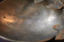 Load image into Gallery viewer, Vintage Art Nouveau Brass-Tone Swan Handle Nut Bowl - Leaf &amp; Vine Tripod Dish
