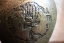 Load image into Gallery viewer, Antique Indian Brass Vase With Relief Figural Scene - 10.6"

