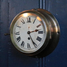 Load image into Gallery viewer, Antique Brass Wind up Bulkhead Wall Clock - Roman Numeral Dial - Working - 20 Cm
